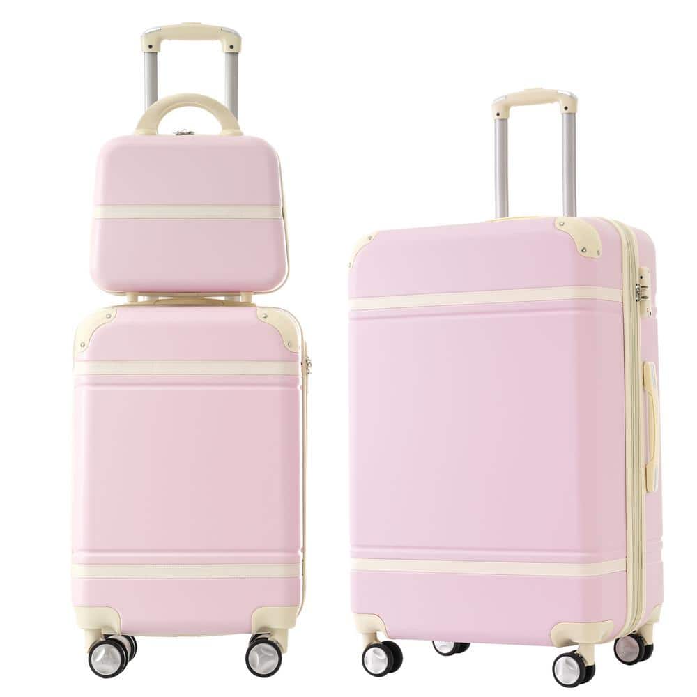 Merax Lightweight 3-Piece Light Pink Expandable ABS Hardshell Spinner ...