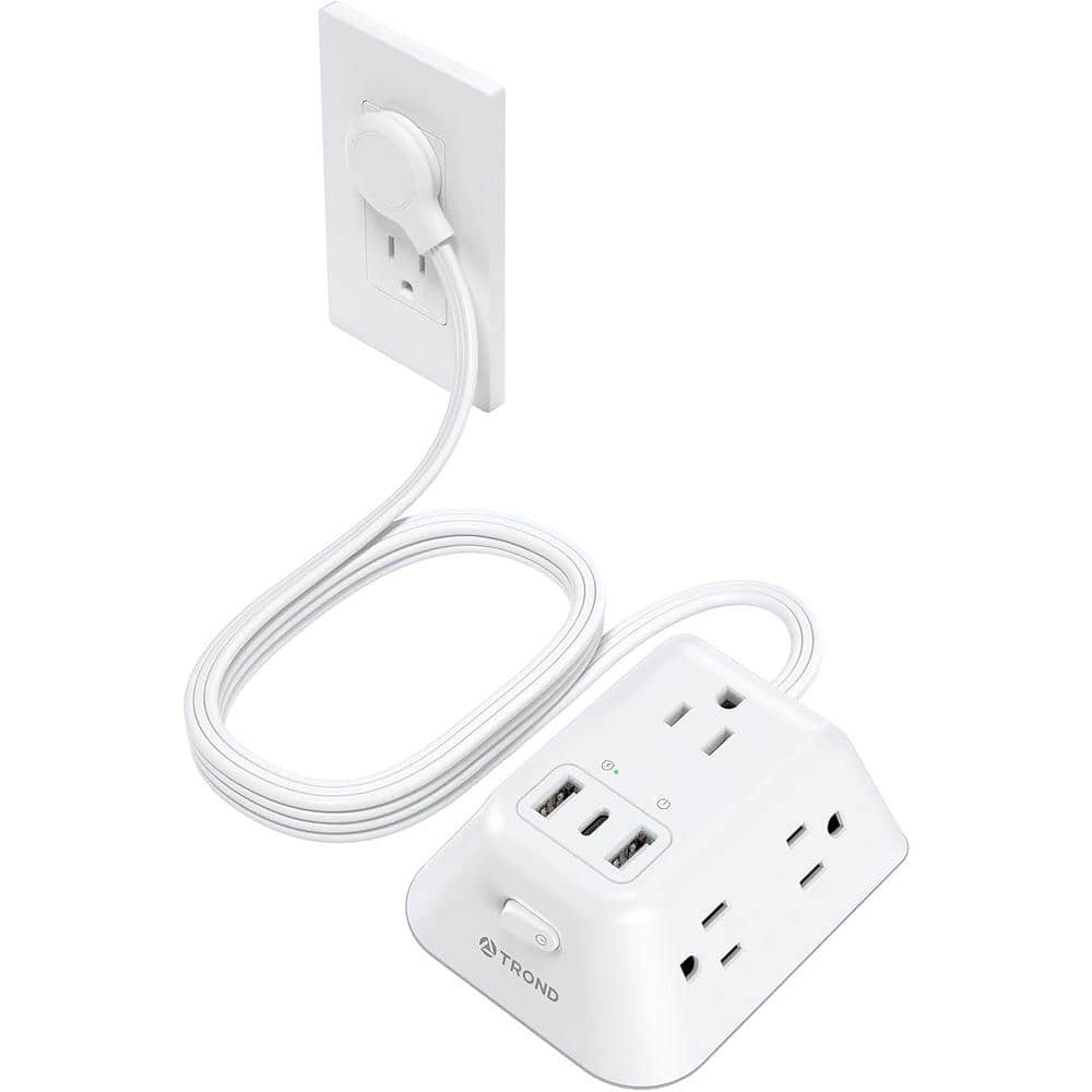 5-Outlet Power Strip Surge Protector with 2-USB A and 1-USB C, 1440J and 10 ft. Cord Length 3-Sided Wall Mount in White price history on PriceWatchPro