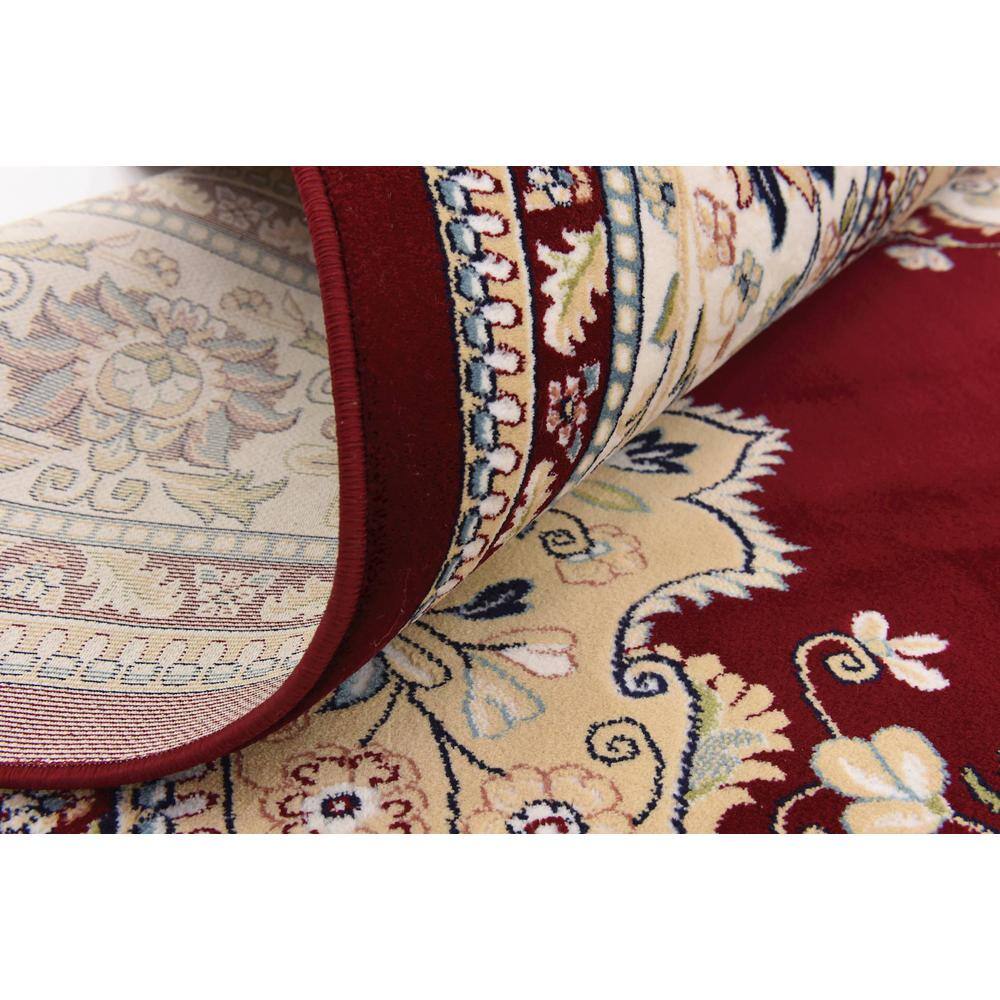 Burgundy and Cream 8' x 10' Synthetic Traditional Area Rug