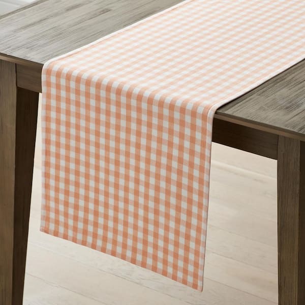 The Company Store Yarn Dyed Gingham Tabletop 16 in. W x 108 in. L Orange Geometric Cotton Table Runner