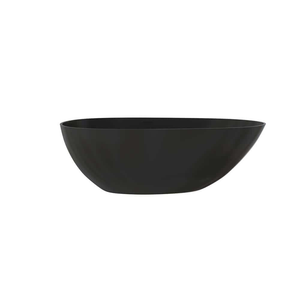 Matte Black 67'' Solid Surface Freestanding Soaking Bathtub