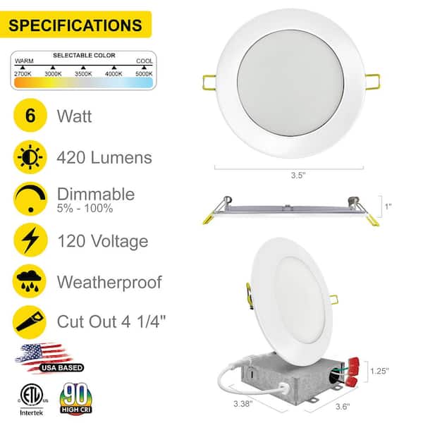 3 in. Slim Recessed 6-Watt LED Recessed Light Kit in White (12-Pack)