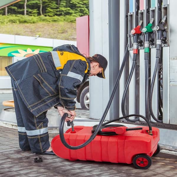 15 Gal. Red Fuel Tank Container with Manual Transfer Nozzle, Extra