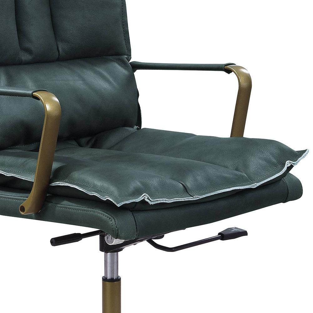 Luxurious Dark Green Top Grain Leather Executive Swivel Chair