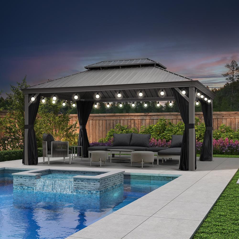 PURPLE LEAF 12ft.x 16ft.Light Gray Aluminum Frame Patio Outdoor