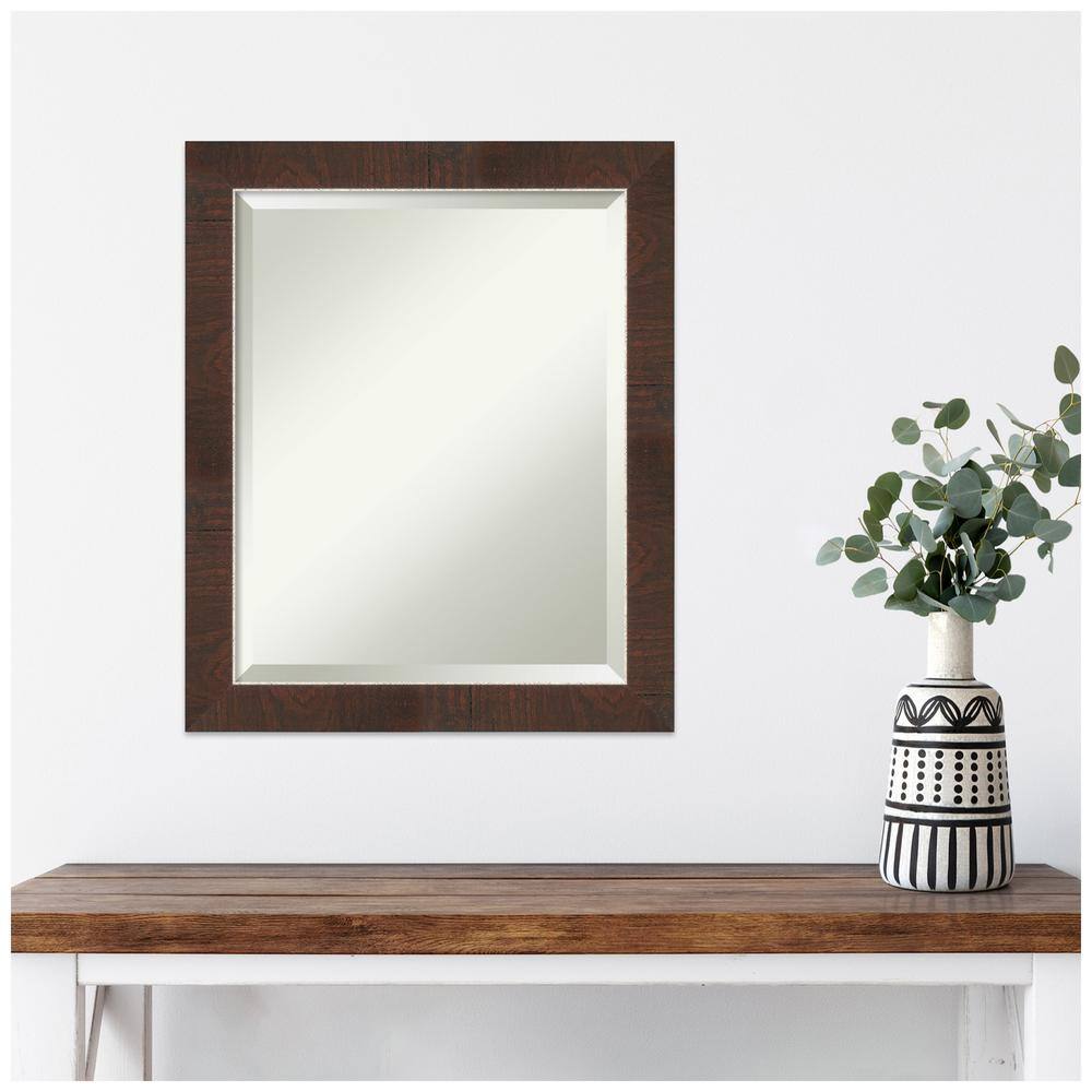 Elegant Full-Length Rectangular Wood Mirror with Silver Accents