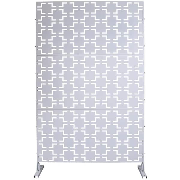 ITOPFOX Elegant 48 in. x 76 in. Outdoor and Indoor Privacy Screen Metal, Freestanding Decorative Privacy Fence Panels in White