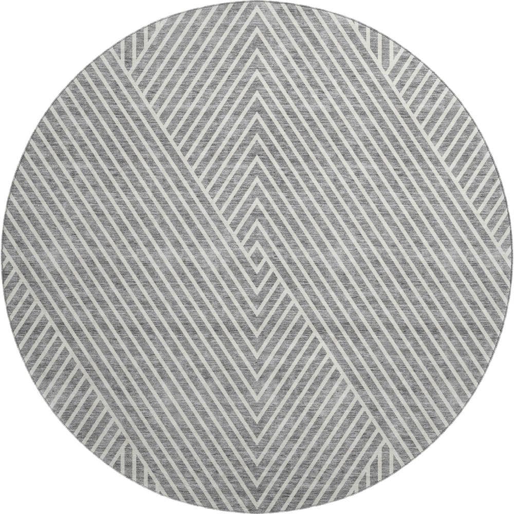 Mayfield Premium Machine Washable Abstract AMF937 Gray 8 ft. x 8 ft. Round Rug price history on PriceWatchPro