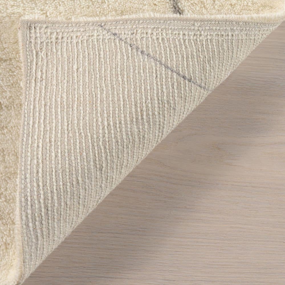 Ivory Handmade Wool Trellis Rectangular Area Rug, 5' x 8'