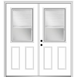 60 in. x 80 in. Internal Blinds Right-Hand Inswing 1/2-Lite Clear Glass 2-Panel Painted Steel Prehung Front Door