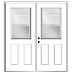 60 in. x 80 in. Internal Blinds Right-Hand Inswing 1/2-Lite Clear Glass 2-Panel Primed Steel Prehung Front Door