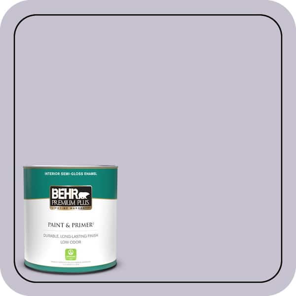 BEHR PREMIUM PLUS 1 qt. #ICC-44 Lavender Bouquet Semi-Gloss Enamel Low Odor Interior Paint & Primer