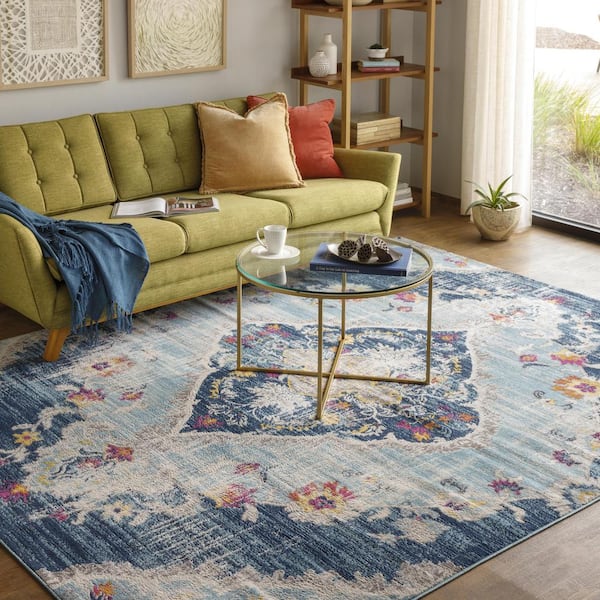 Marisol Teal 8 ft. Round Indoor Area Rug