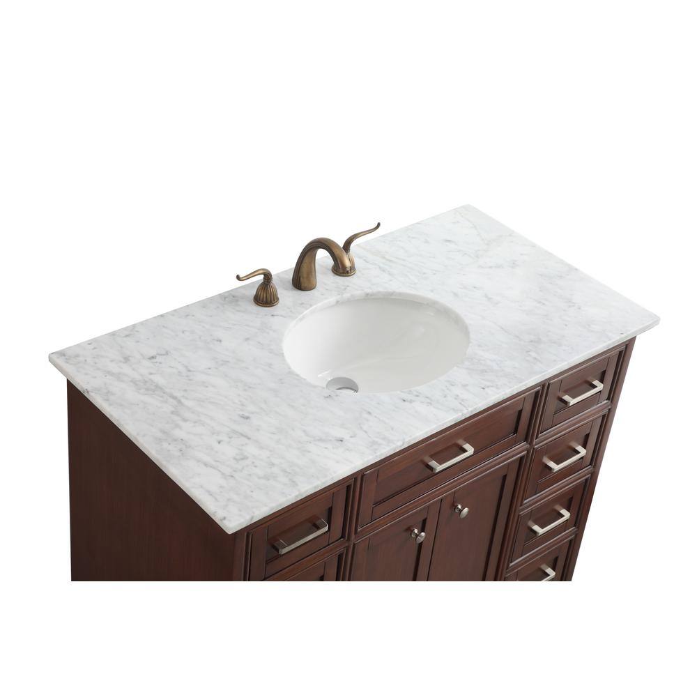 Elegant Teak 42" Single Vanity with Marble Top