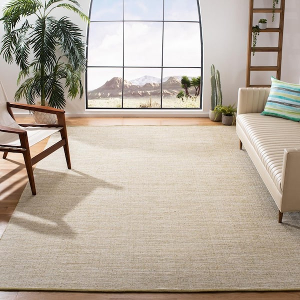 Montauk Green Olive 9 ft. x 12 ft. Solid Color Area Rug
