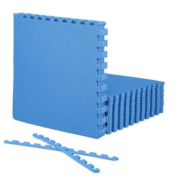 CAP Blue 24 in. W x 24 in. L x 0.5 in. Thick EVA Foam T-Pattern Gym Flooring Tiles (24 Tiles/Pack) (96 sq. ft.)