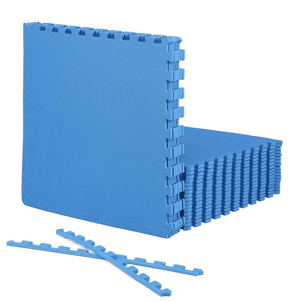 Blue 24 in. W x 24 in. L x 0.5 in. Thick EVA Foam T-Pattern Gym Flooring Tiles (24 Tiles/Pack) (96 sq. ft.) price history on PriceWatchPro