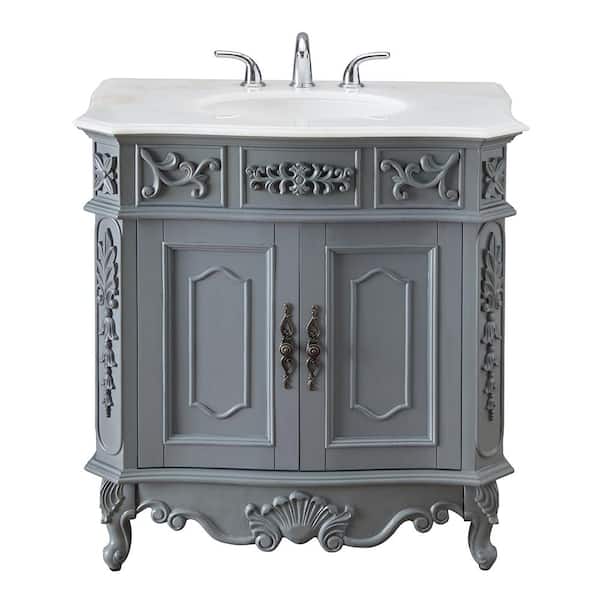Home Decorators Collection Winslow 33 In W X 22 D Bath Vanity Antique Gray With White Marble Top Basin Bf 27001 Ag - Home Decorators Winslow Vanity