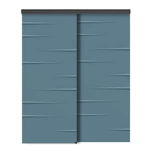 72 in. x 80 in. Hollow Core Dignity Blue Stained Composite MDF Interior Double Closet Sliding Doors