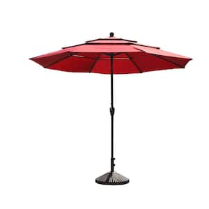10 ft. Aluminum Patio Market Umbrella Features UV Resistant with Double Airvent(Red)