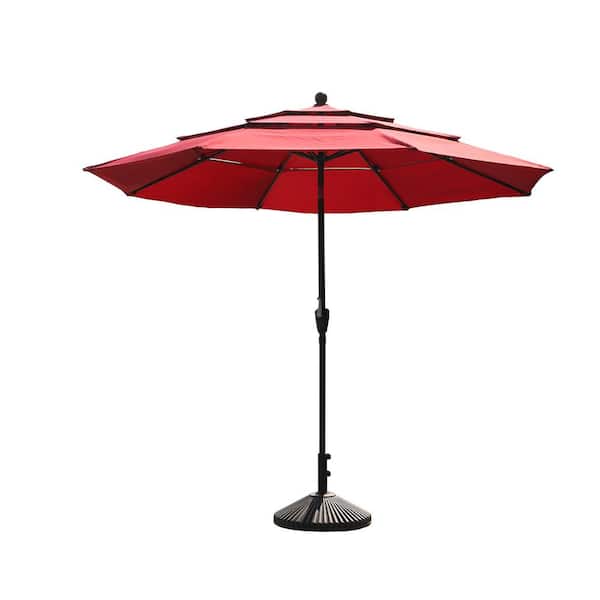 Boyel Living 10 ft. Aluminum Patio Market Umbrella Features UV Resistant with Double Airvent(Red)