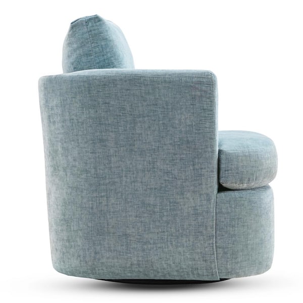 32 in. W Blue Chenille Swivel Accent Barrel Chair Upholstered Armchair Comfy Sofa Chair 360°Club Chair