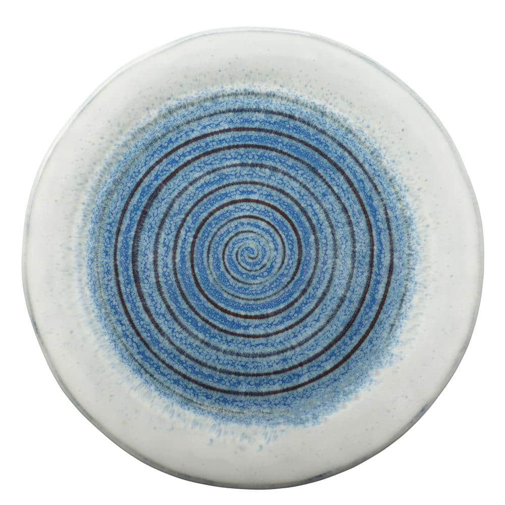 Talia Blue Porcelain Swirl 16-Piece Dinnerware Set, Service for 4