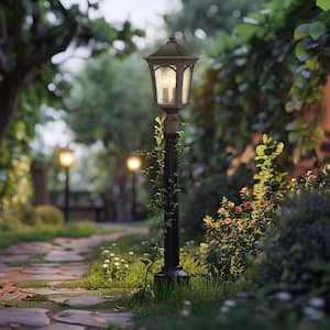 Solida 3-Light Outdoor Oil Rubbed Bronze Post Light with Clear Seeded Glass