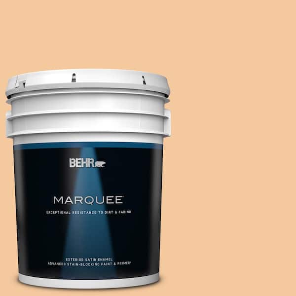 BEHR MARQUEE 5 gal. #M240-4 Sheer Apricot Satin Enamel Exterior Paint & Primer
