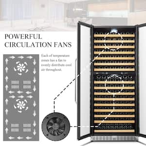 Dual Zone Wine Cooler 32 in. 255 Bottle 2 Door Built-In or Freestanding Cellar Cooling Unit in Black