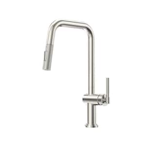 Single-Handle Pull Down Sprayer Kitchen Faucet with High-Arc Spout in Brushed Nickel