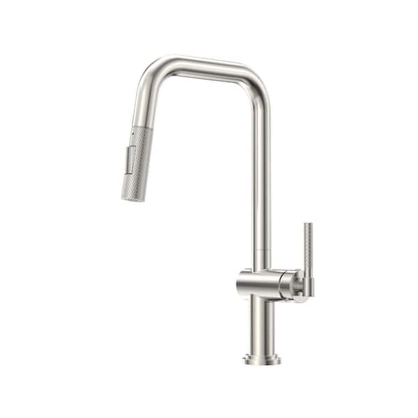 HOMLUX Single-Handle Pull Down Sprayer Kitchen Faucet with High-Arc Spout in Brushed Nickel