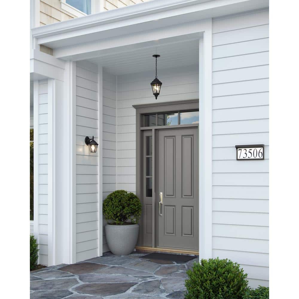 Black Clear Beveled Glass Outdoor Wall Sconce