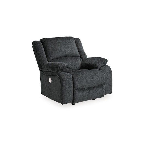 Benjara Slate Gray Chenille Power Rocker Recliner