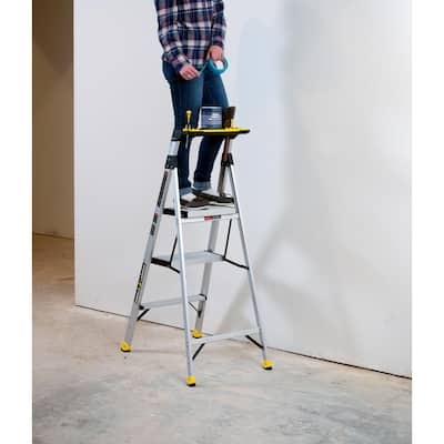 4.5 ft. Aluminum Dual Platform Ladder with Tray (9 ft. Reach), 250 lb. Load Capacity Type I Duty Rating