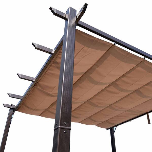 PURPLE LEAF 10'x13' Outdoor Retractable Pergola With Sun Shade Canopy Patio Metal Grape Trellis Grill Shelter Porch Garden Yard Turquoise Blue