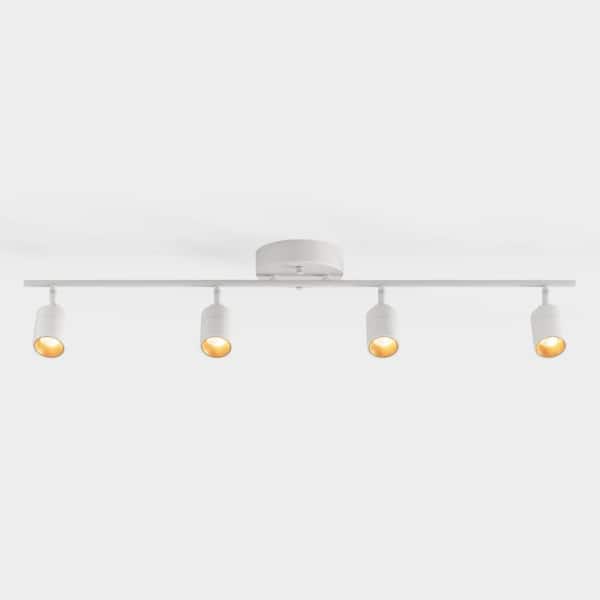 Shura 4-Light White Integrated LED Track Light with Rotatable Heads, 3 ft. Fixed Track Lighting Kit, 3000k, 2240 Lumens