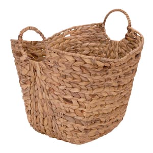 14 in. D x 16 in. W x 17 in. H Water Hyacinth Basket with Handles in Natural