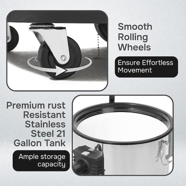 DAPPER SUPPLY 21 Gal. 8.5 Peak HP Stainless Steel 2 in 1 Shop