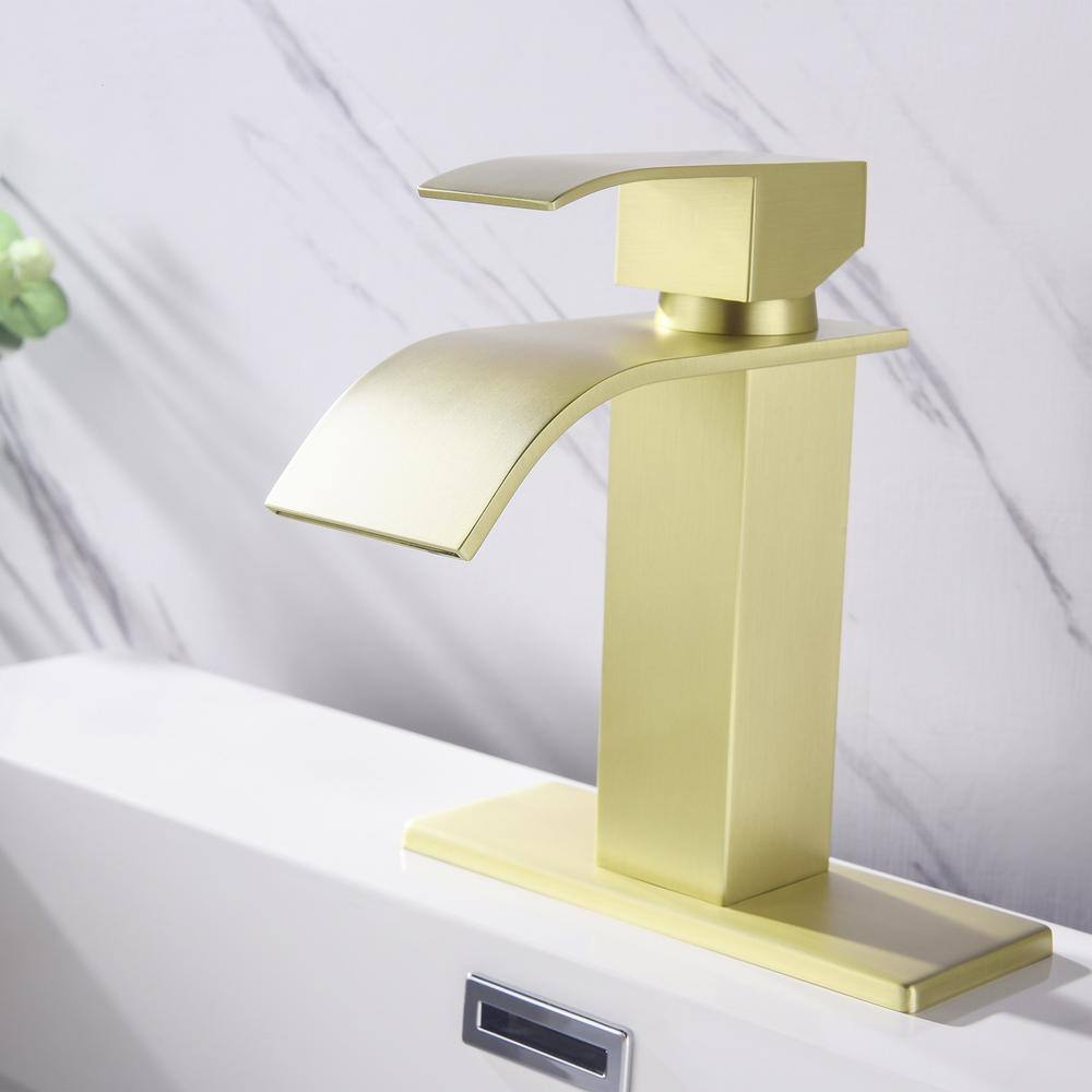Brushed Gold Stainless Steel Waterfall Bathroom Faucet
