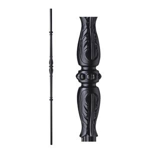 Cathedral Series 44 in. x 5/8 in. Satin Black Tapered Single Decorative Knuckle Round Base Hollow Iron Baluster