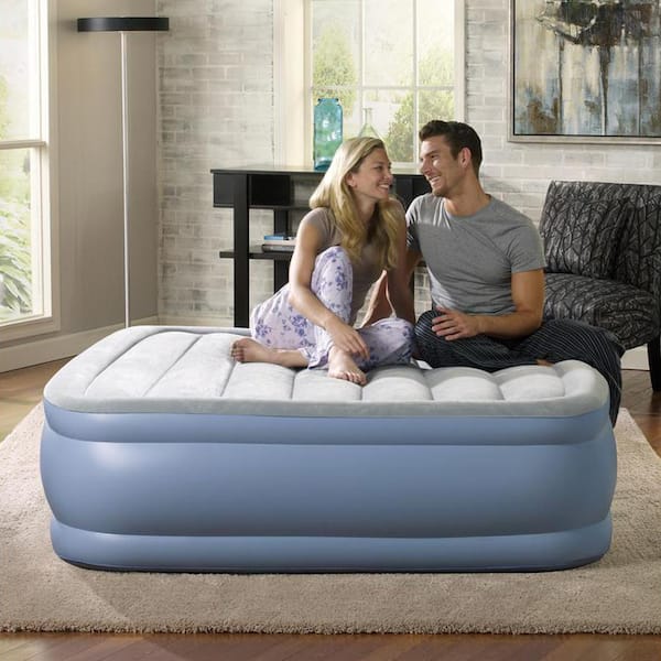 RELAX INFLATABLE HIGH RAISED AIR BED MATTRESS WITH BUILT IN ELECTRIC PUMP 