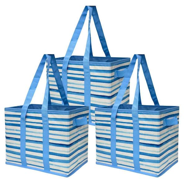 6 gal. Collapsible Storage Totes, Blue Waves 3-Pack