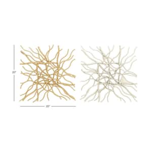 Metal Multi Colored Branch Inspired Geometric Wall Decor (Set of 2)