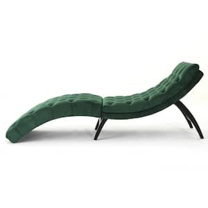 Garret Tufted Emerald New Velvet Curved Chaise Lounge