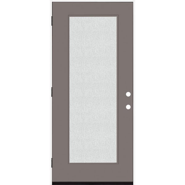 Steves & Sons Legacy 36 in. x 80 in. Full Lite Rain Glass RHOS Primed Kindling Finish Fiberglass Prehung Front Door