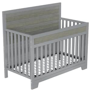 53.8 in. W x 27 in. D x 45.1 in. H Gray Linen Cabinet with Baby Safe Crib and Adjustable Mattress Height
