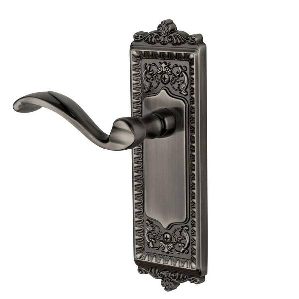 Grandeur Windsor Antique Pewter Plate with Privacy Portofino Lever