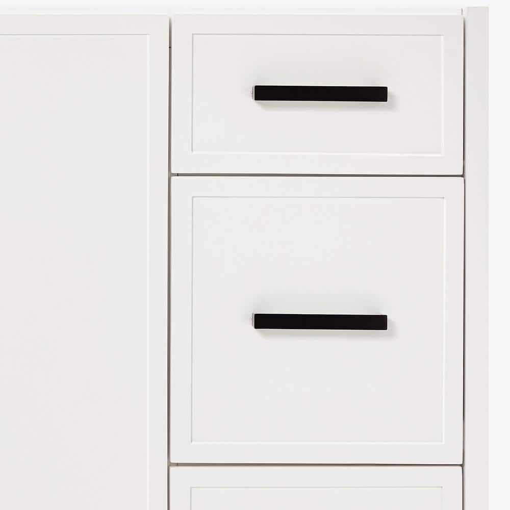 White Solid Wood Single Sink Bathroom Vanity with Quartz Top