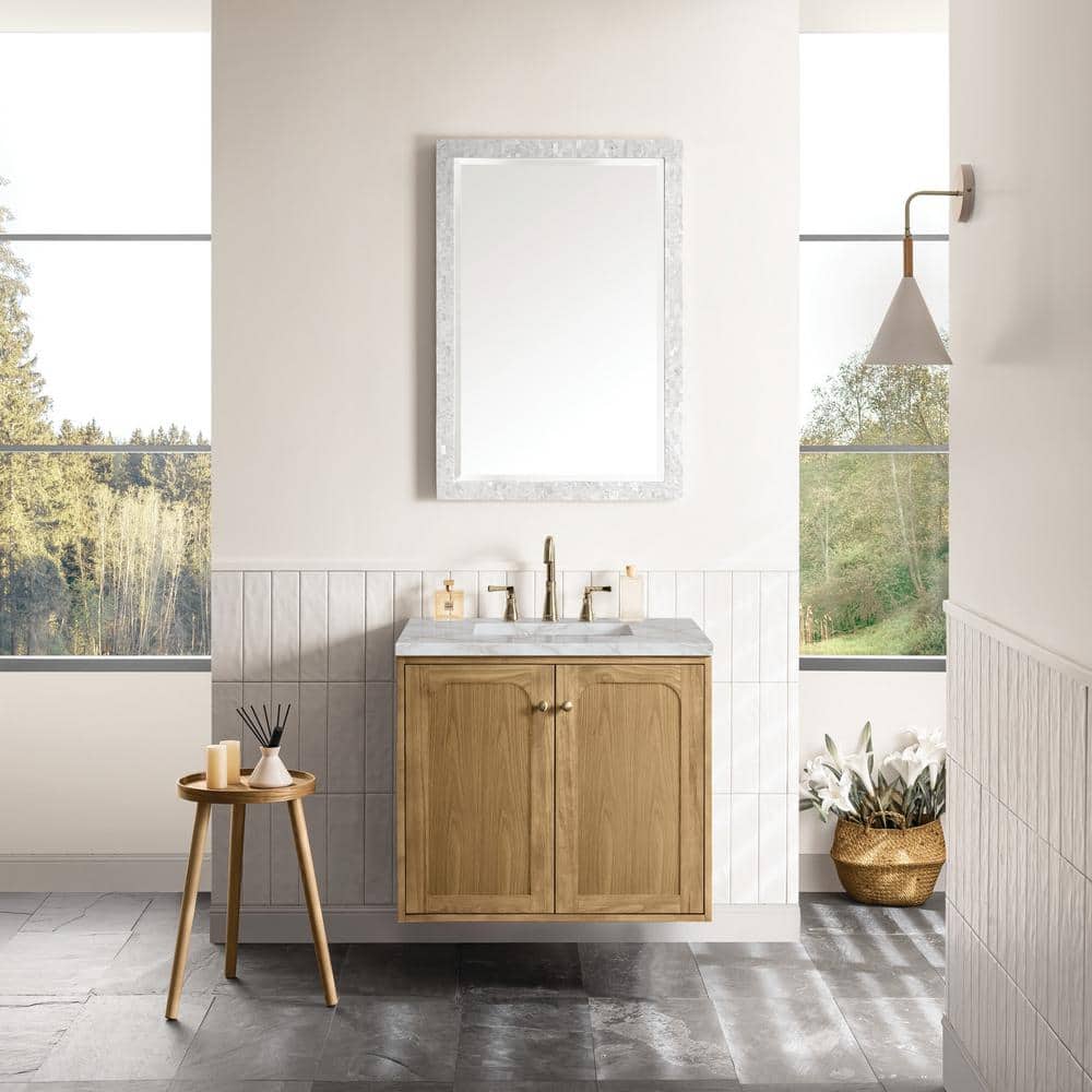 Laurent 30.0 in. W x 23.5 in. D x 34.2 in. H Single Bathroom Vanity Light Natural Oak and Victorian Silver Quartz Top price history on PriceWatchPro